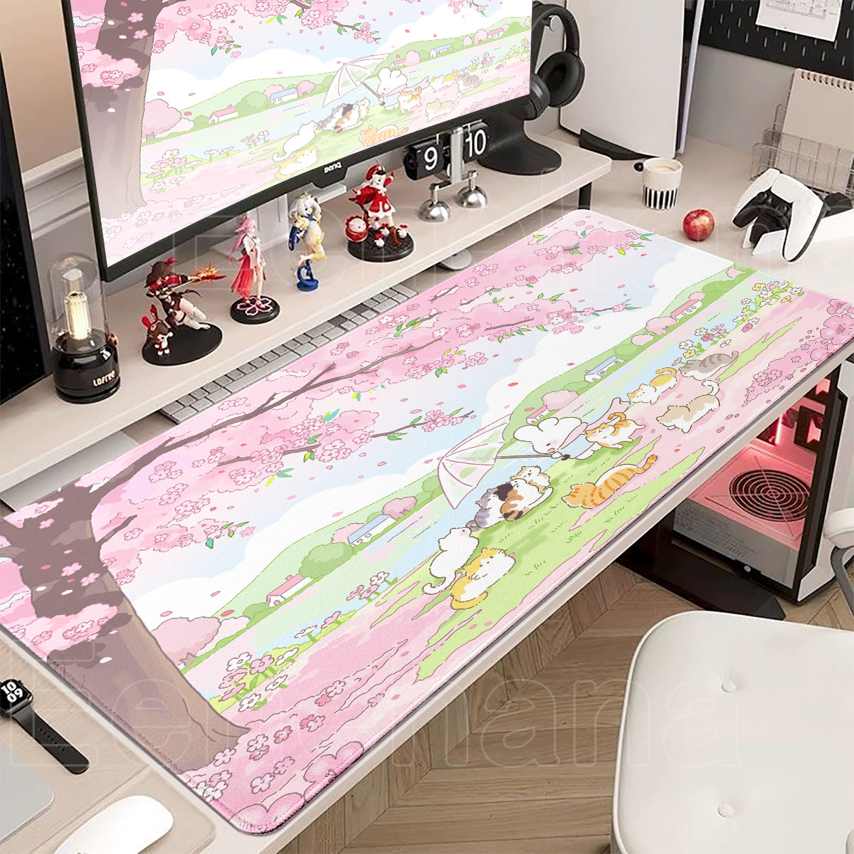 Gaming Accessories Pink - Spring Cute Rabbit Mouse Pad Large