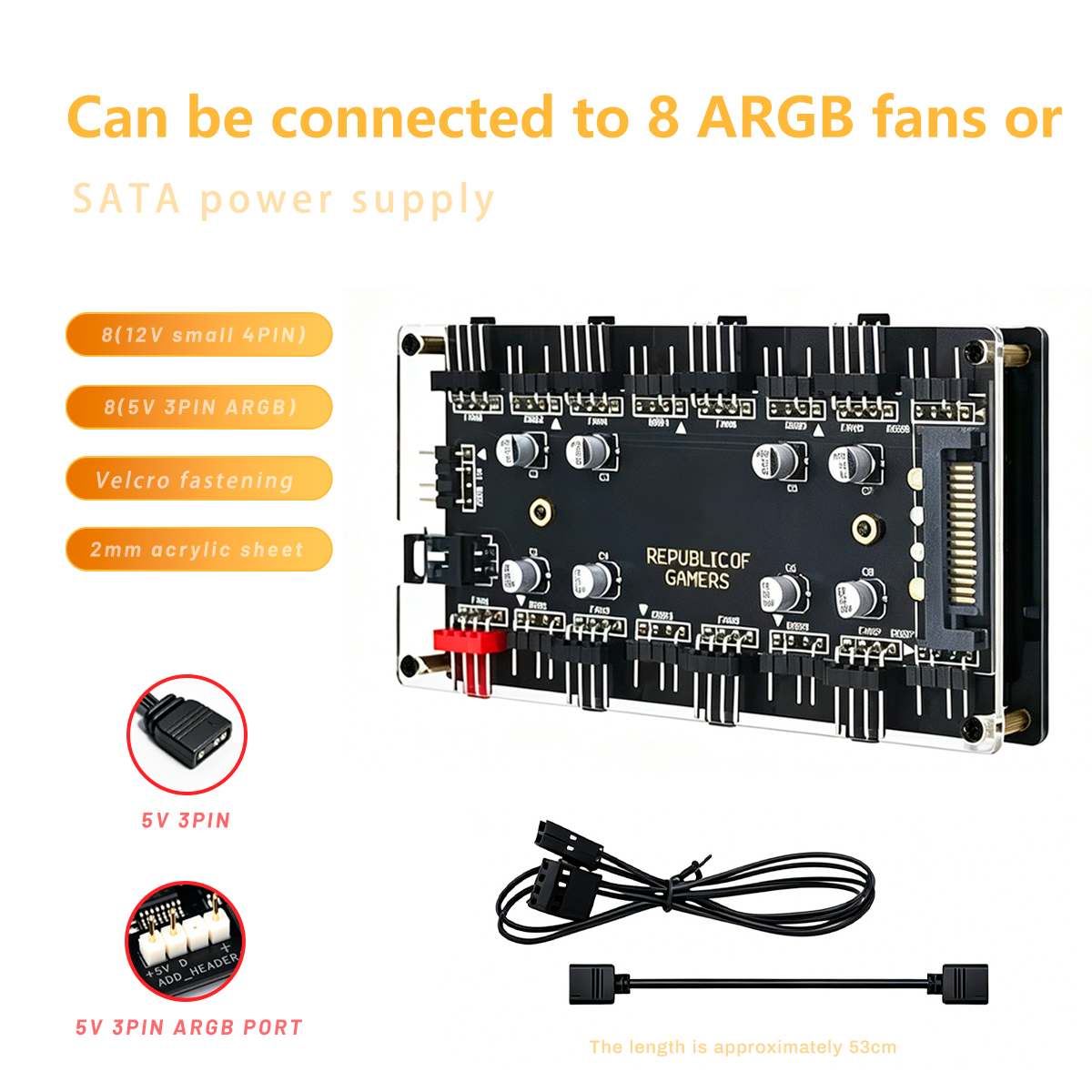 Rgb Hub Sync - 2-in-1 8-Port ARGB & PWM Fan