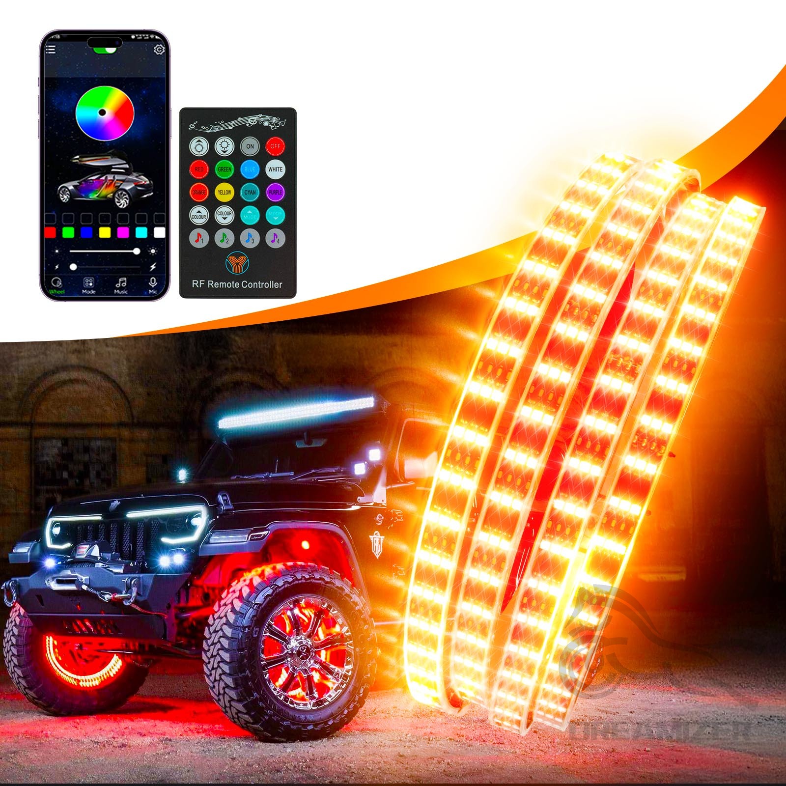 Rgb Hub Sync - 4Pcs Colorful Car Hub Lamp RGB