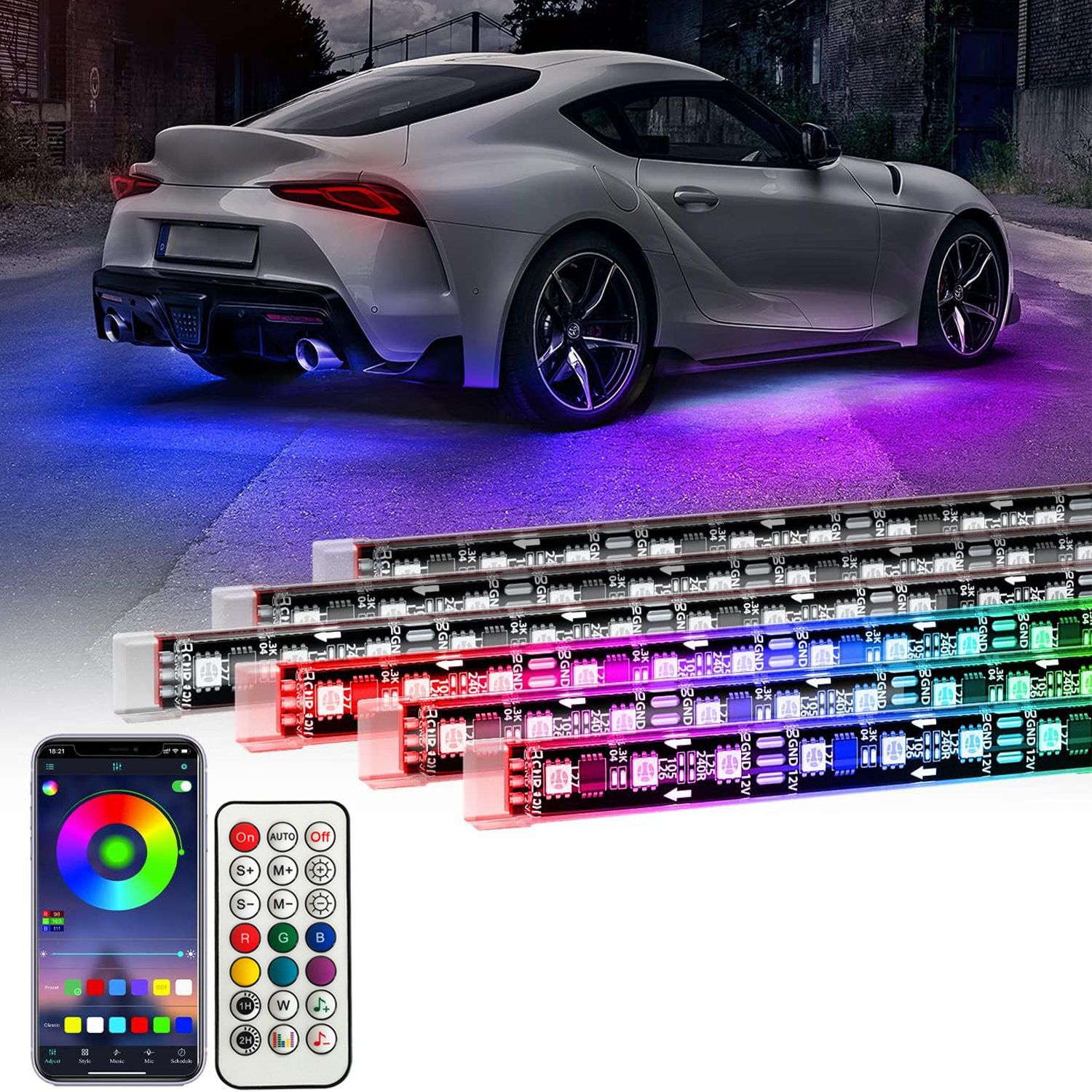 Rgb Hub Sync - RGB Flexible Car Underglow Light Strip