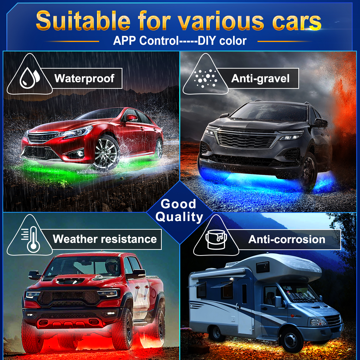 RGB Car Underglow Strip Lights - Rgb Hub Sync 评论和价格