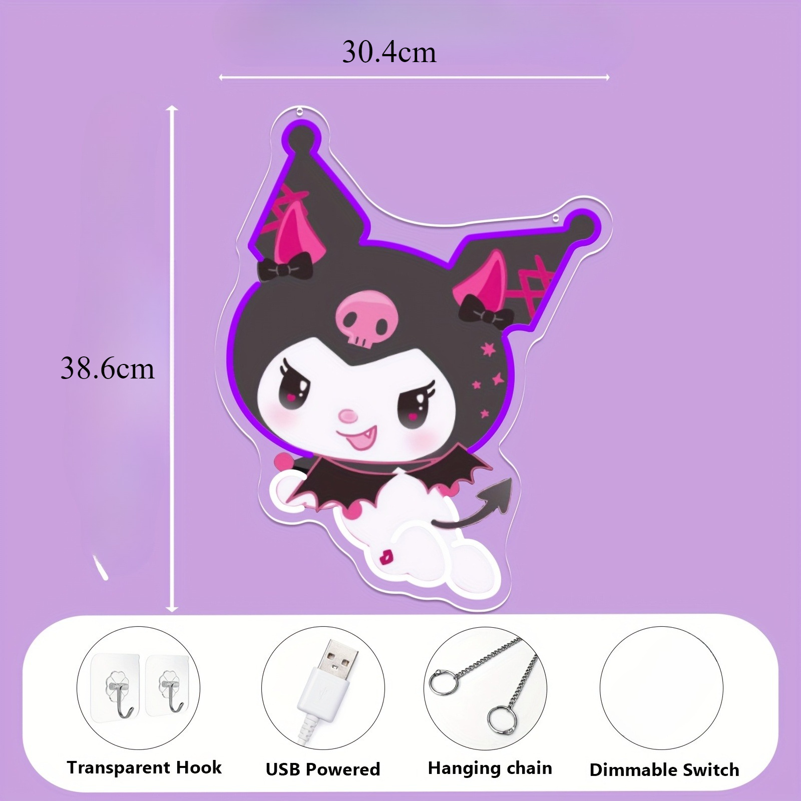 Kuromi LED Neon Sign Purple Gl - Gaming Accessories Led 评论和价格