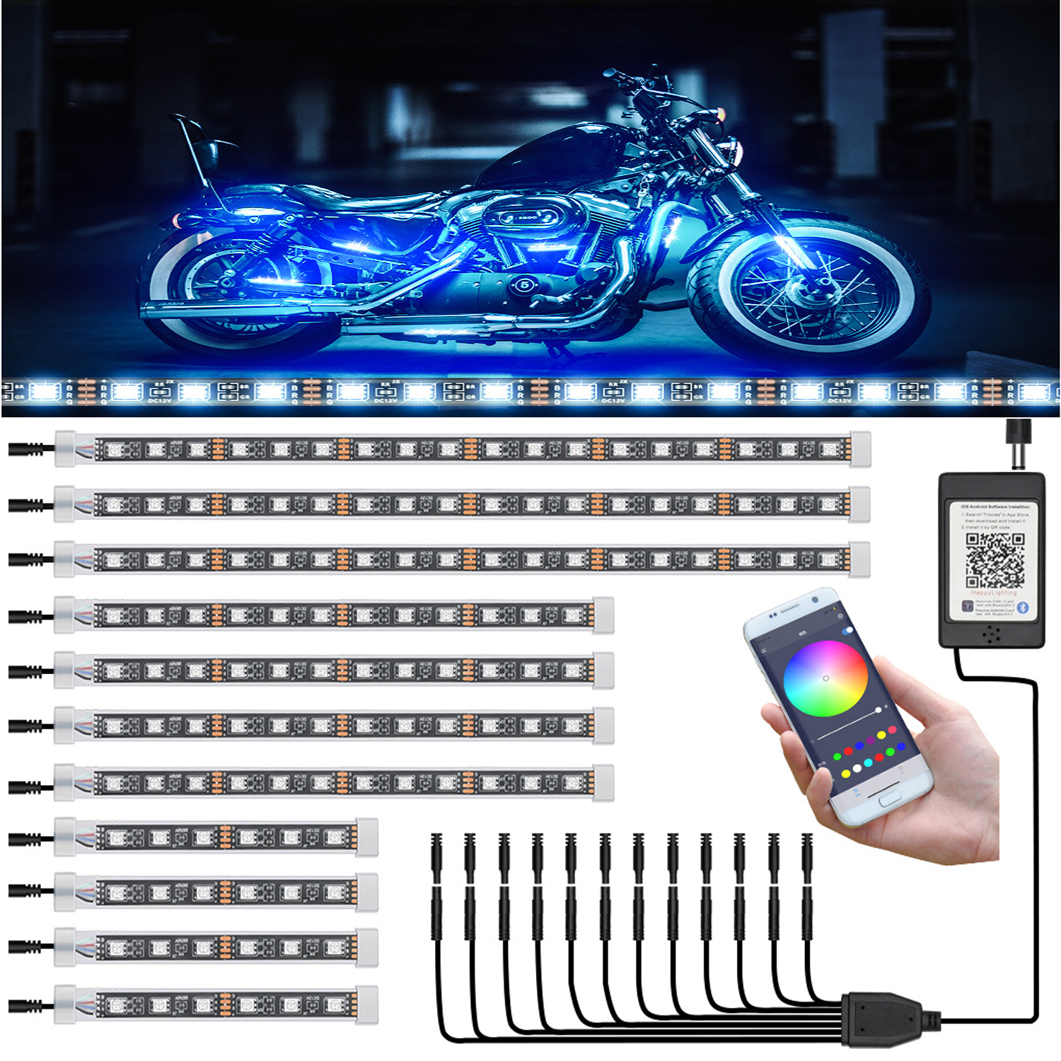 12 PCS Motorcycle LED Light ki - Rgb Hub Sync 评论和价格