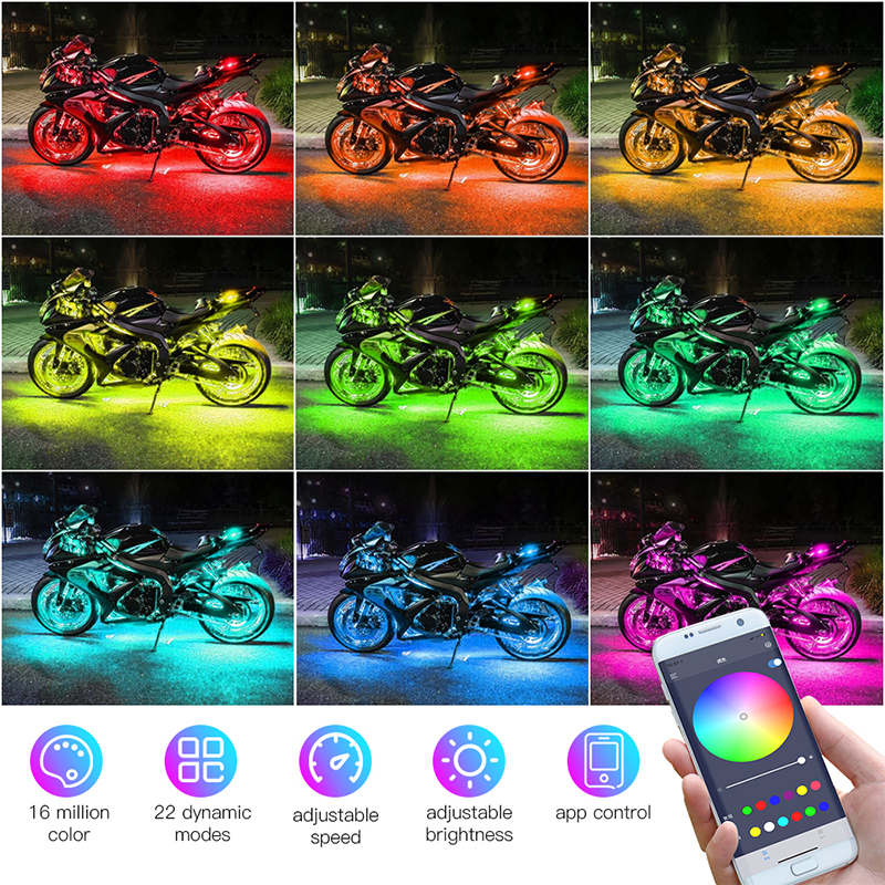 12 PCS Motorcycle LED Light ki - Rgb Hub Sync 评论和价格