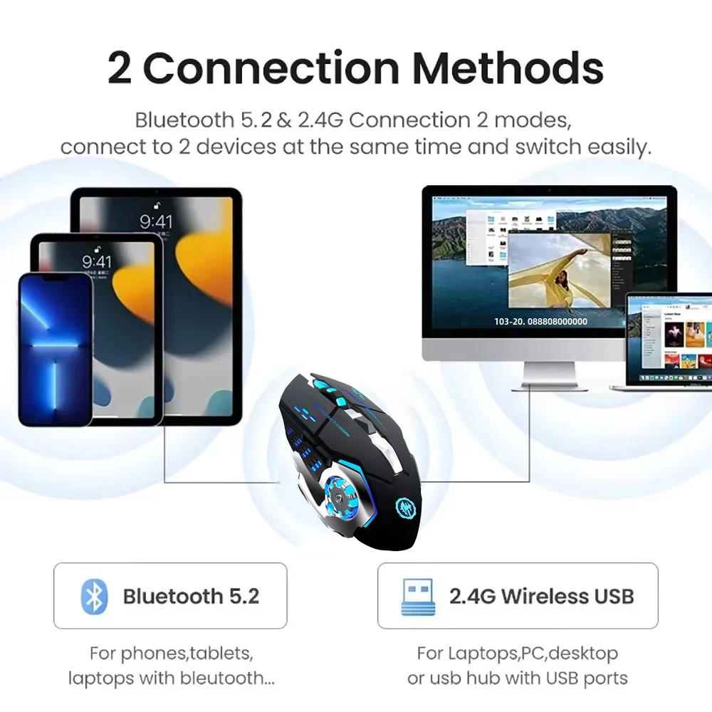 RGB Dual-Mode Bluetooth 5.2 Mo - Gaming Hand Accessories 评论和价格