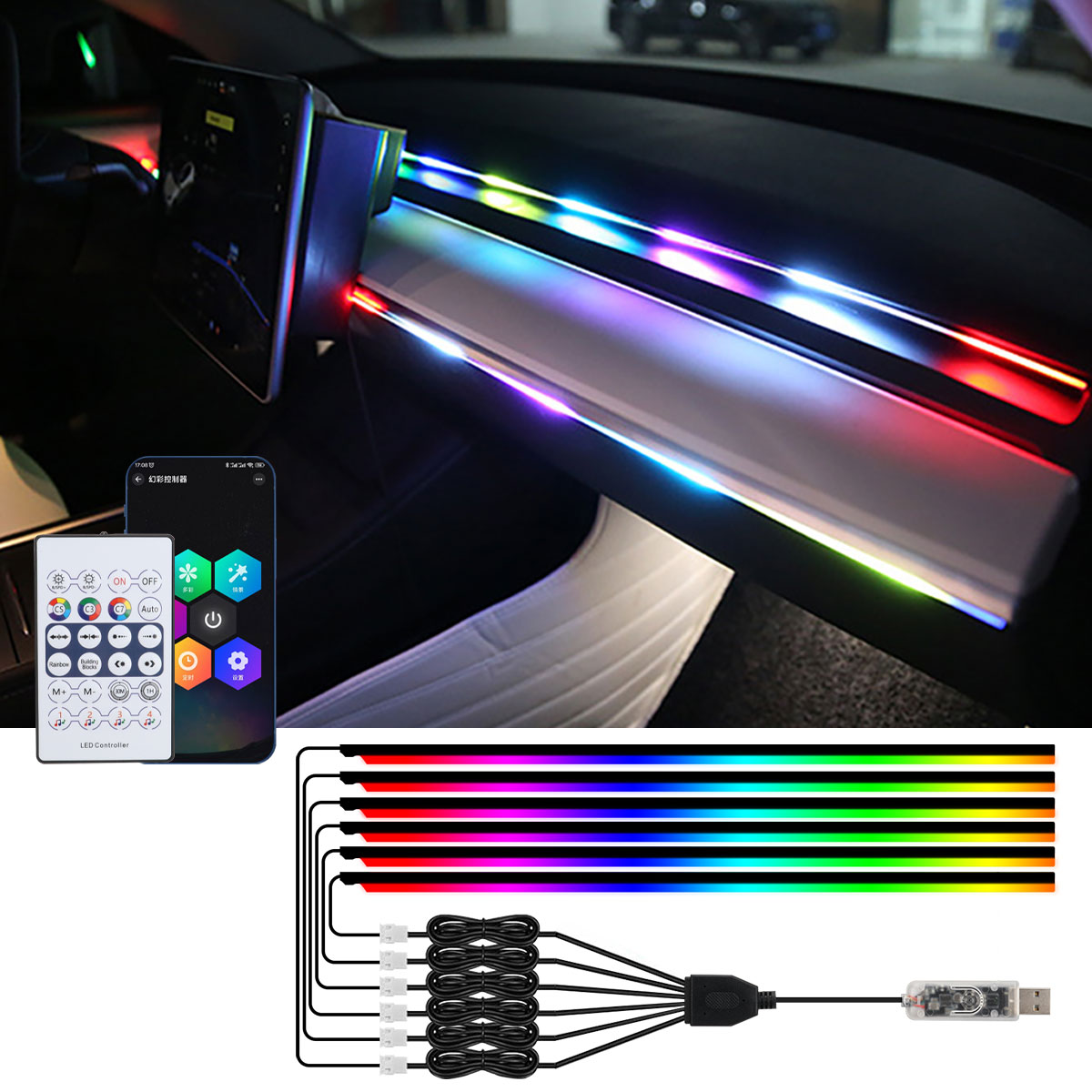 6/10 in 1 Car Led Ambient Ligh - Rgb Hub Sync 评论和价格