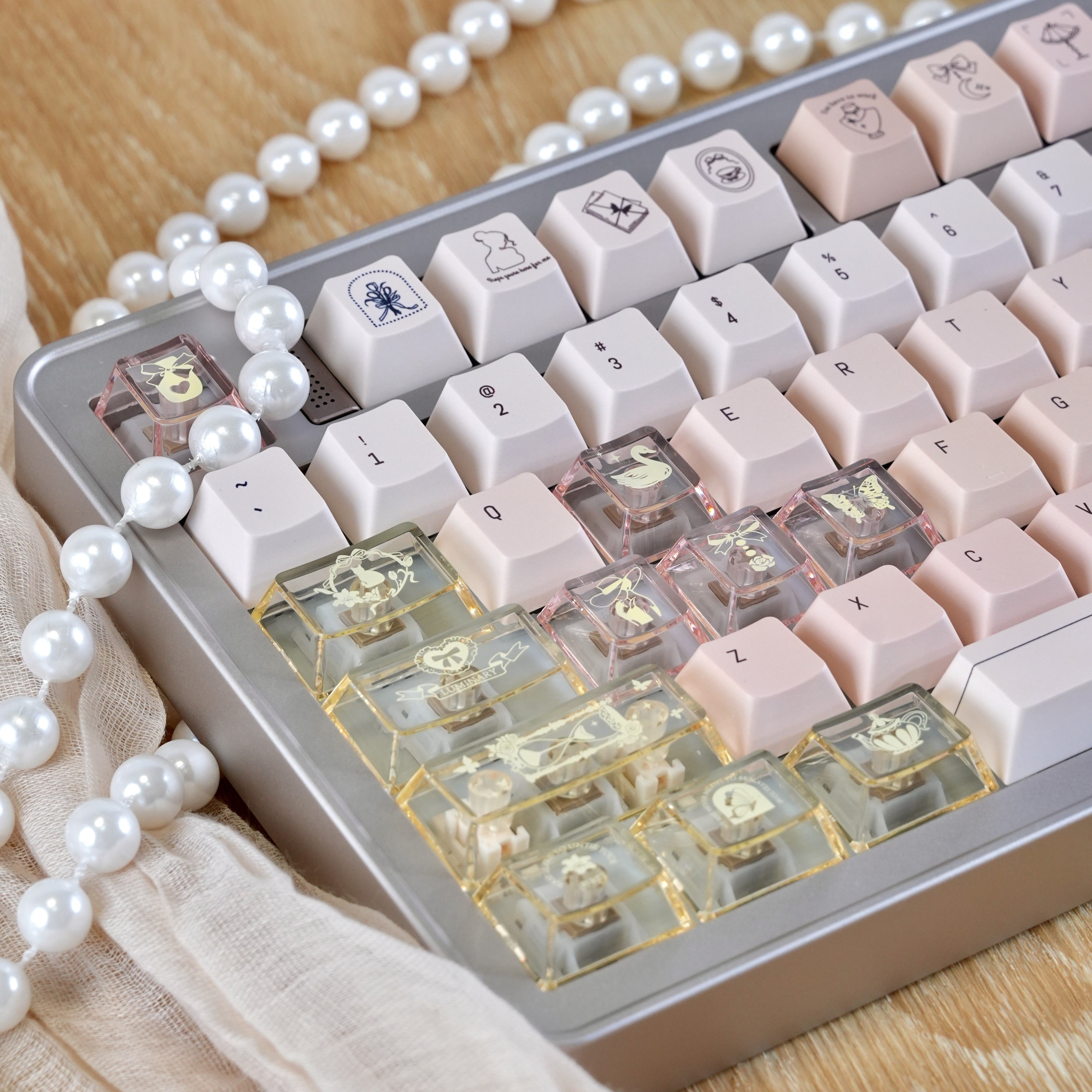 Champagne Pink Keycap Set PC+P - Gaming Accessories Pink 评论和价格
