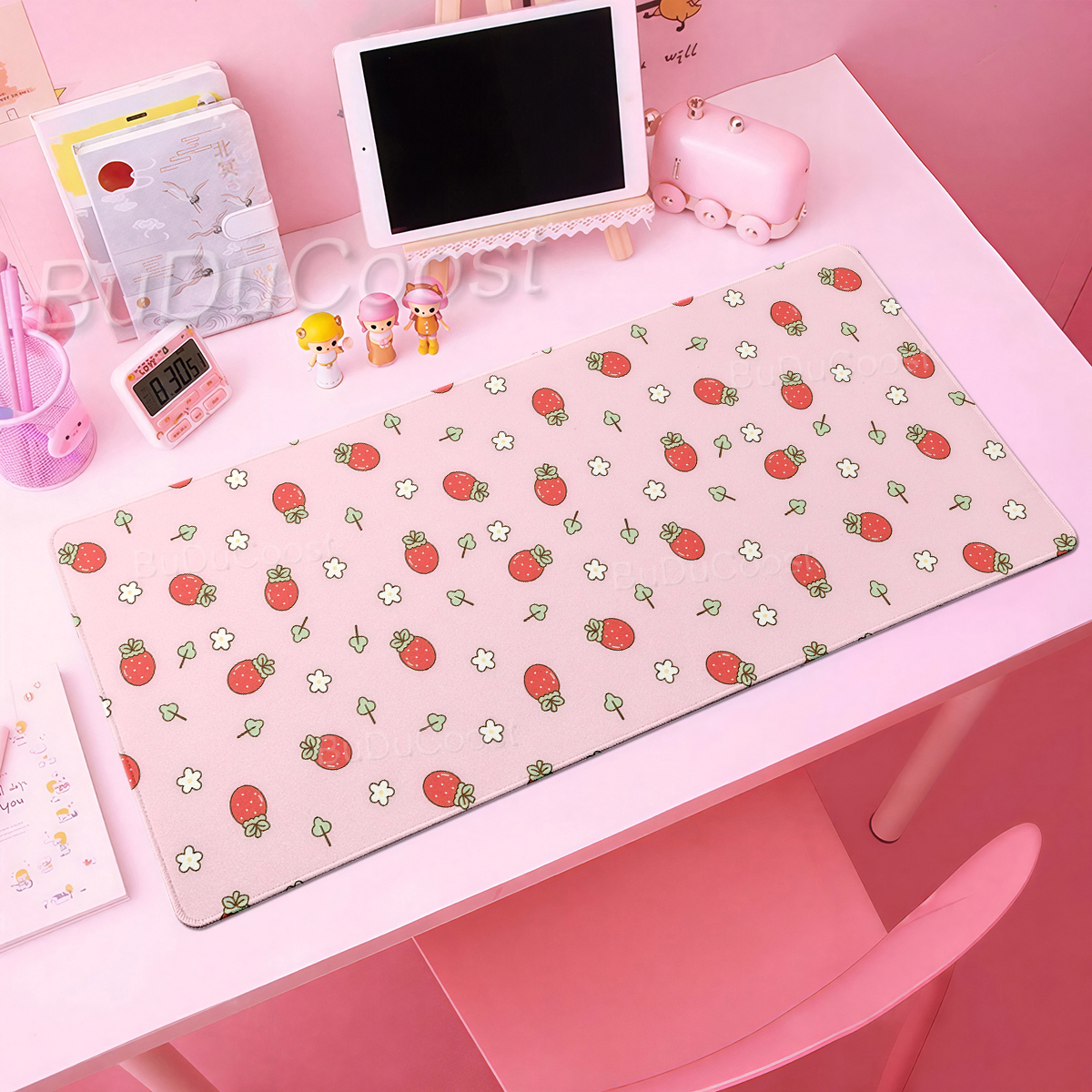 Pink Kawaii Mousepad Strawberr - Gaming Accessories Pink 评论和价格