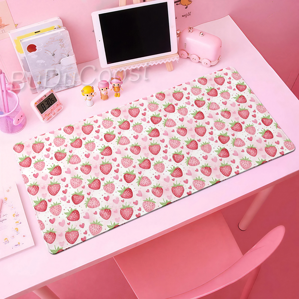 Pink Kawaii Mousepad Strawberr - Gaming Accessories Pink 评论和价格