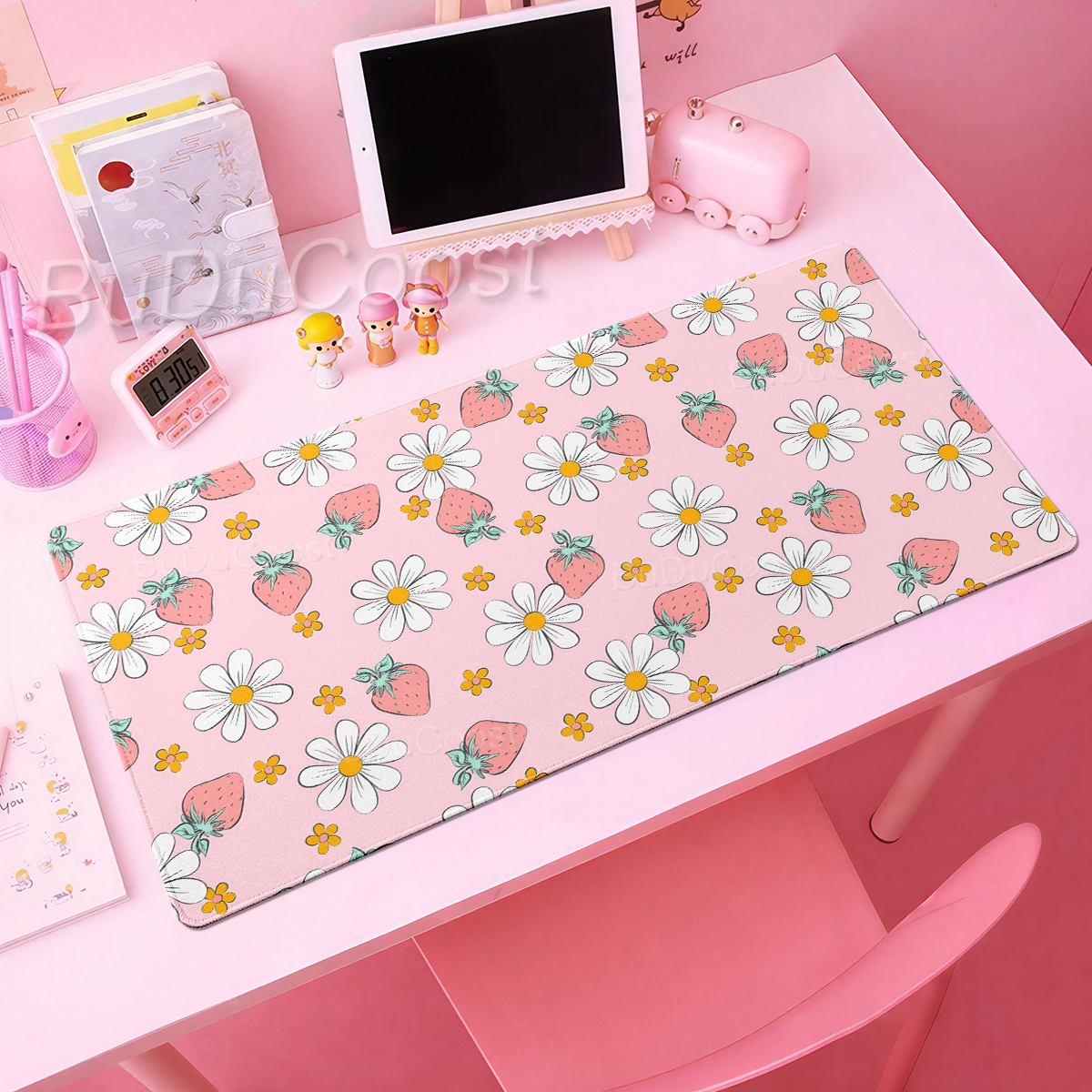 Pink Kawaii Mousepad Strawberr - Gaming Accessories Pink 评论和价格