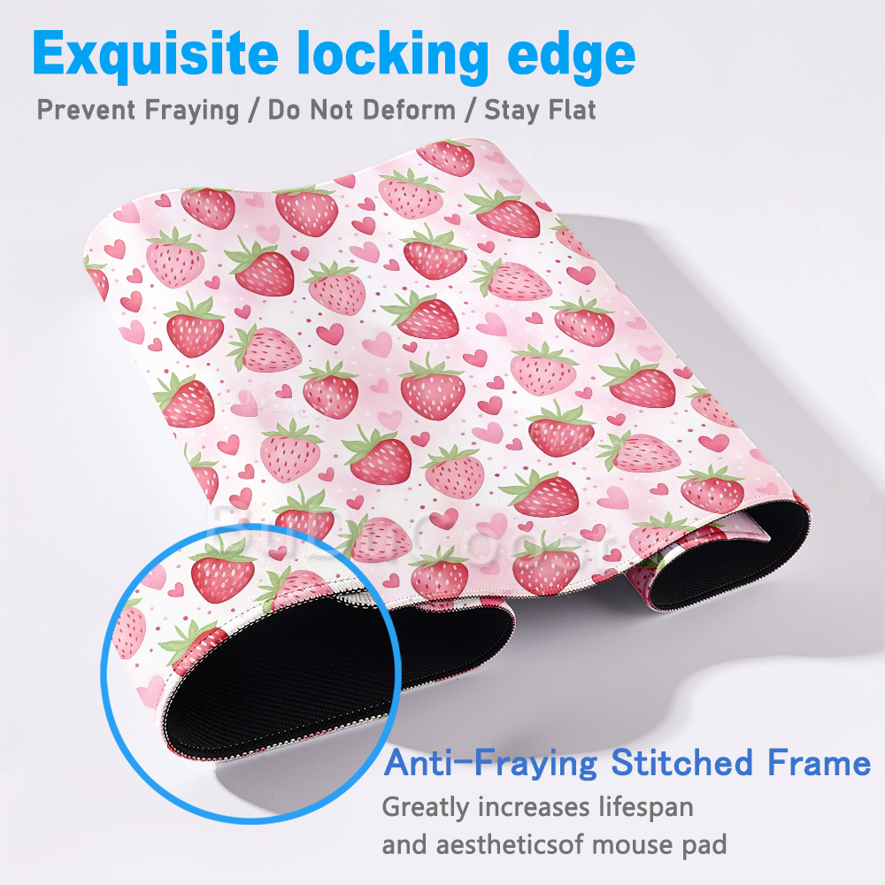 Pink Kawaii Mousepad Strawberr - Gaming Accessories Pink 评论和价格