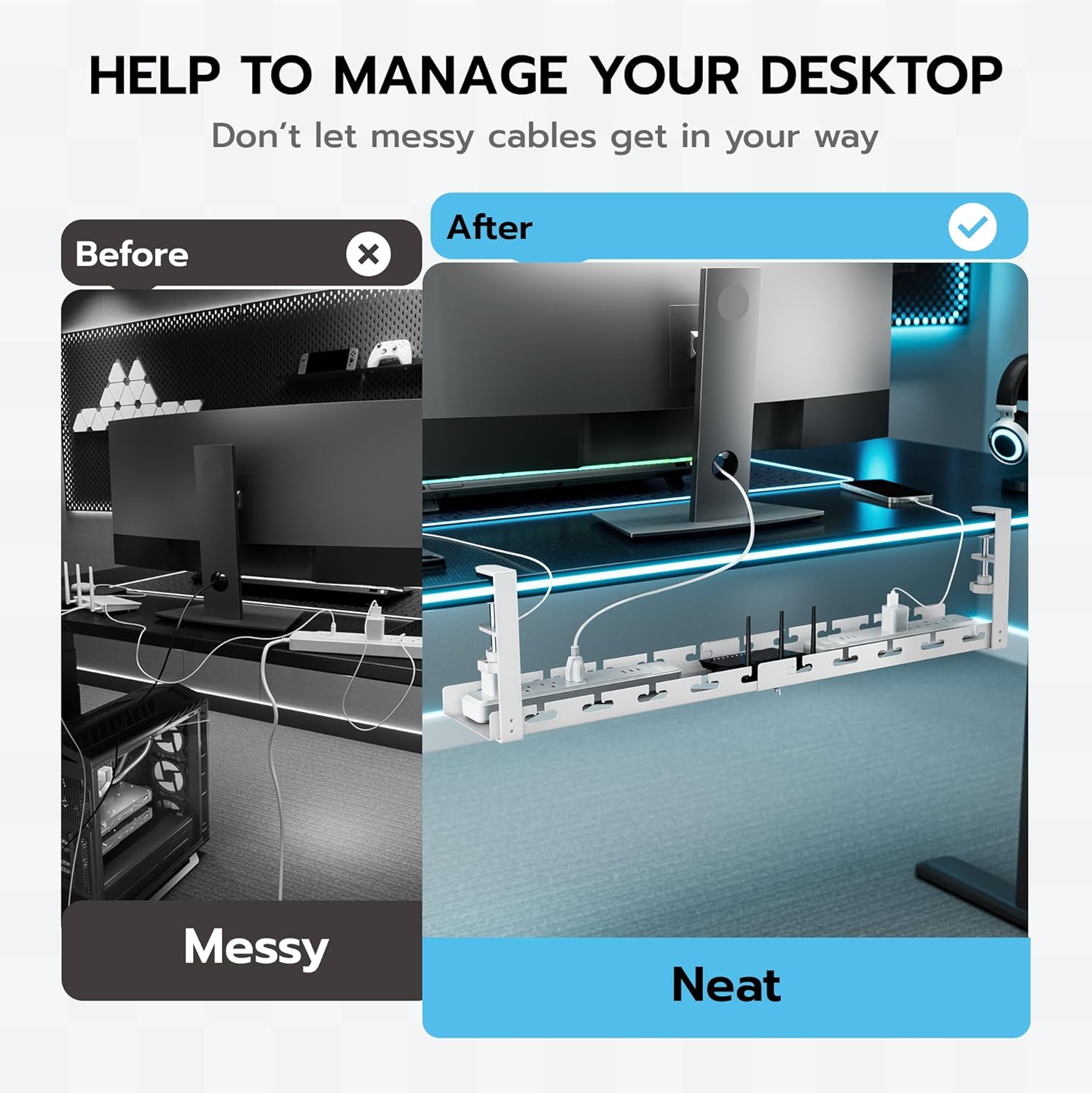 Extendable Under Desk Cable Ma - Gaming Accessories For Gaming Desk 评论和价格