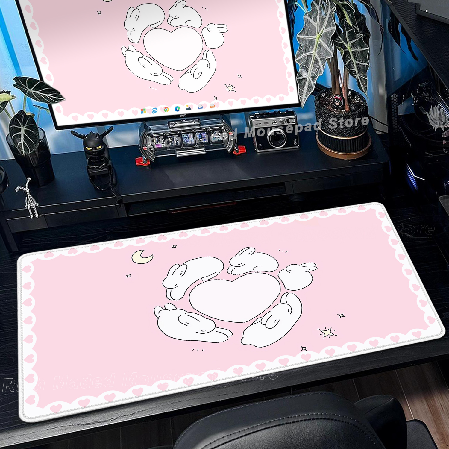 Pink Rabbit Mouse Pad XXL Cute - Gaming Accessories Pink 评论和价格