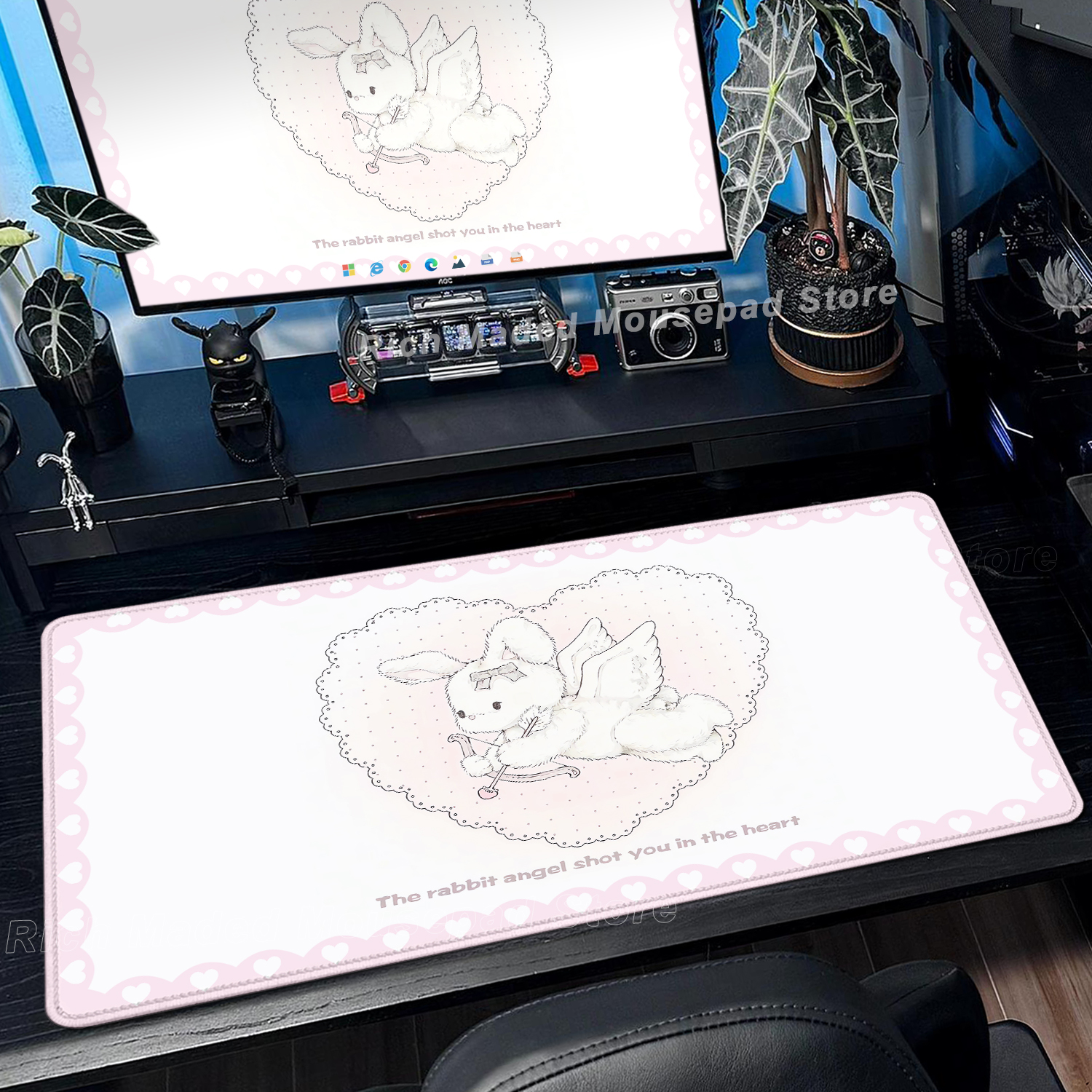 Pink Rabbit Mouse Pad XXL Cute - Gaming Accessories Pink 评论和价格