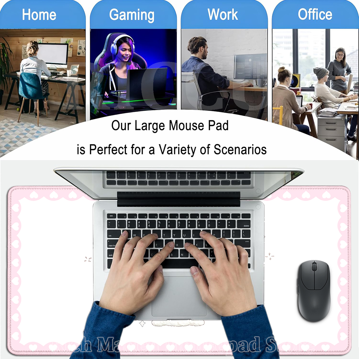 Pink Rabbit Mouse Pad XXL Cute - Gaming Accessories Pink 评论和价格