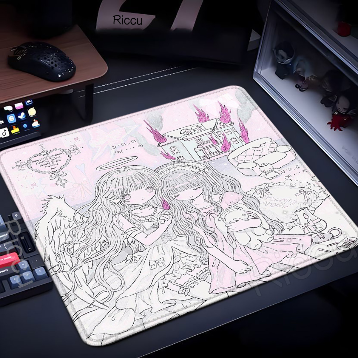 XL Sleepy Angel Pink Mouse Pad - Gaming Accessories Pink 评论和价格